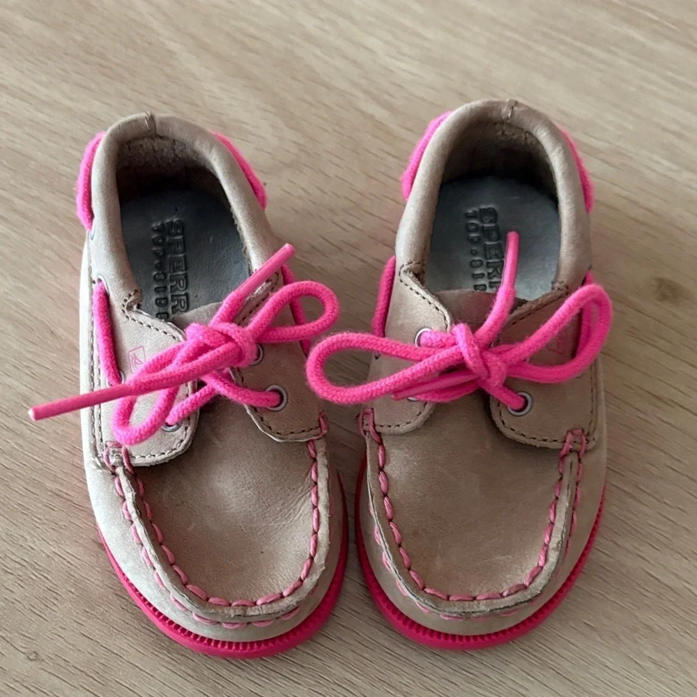 Sperry Pink and Tan Boat Shoes